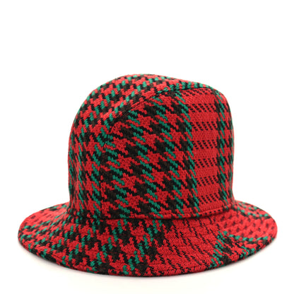 Gucci Tweed Wool Houndstooth Interlocking G Bucket Hat M Red Green 2 of 8