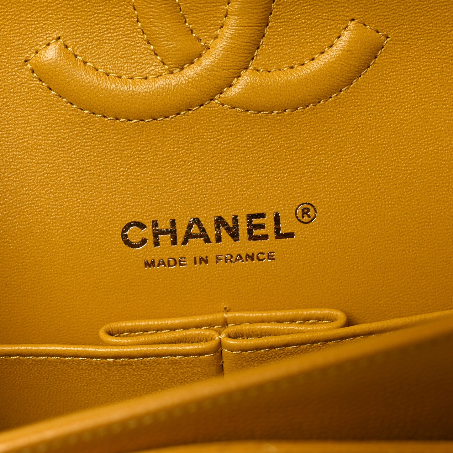 Caviar Quilted Medium Double Flap Yellow