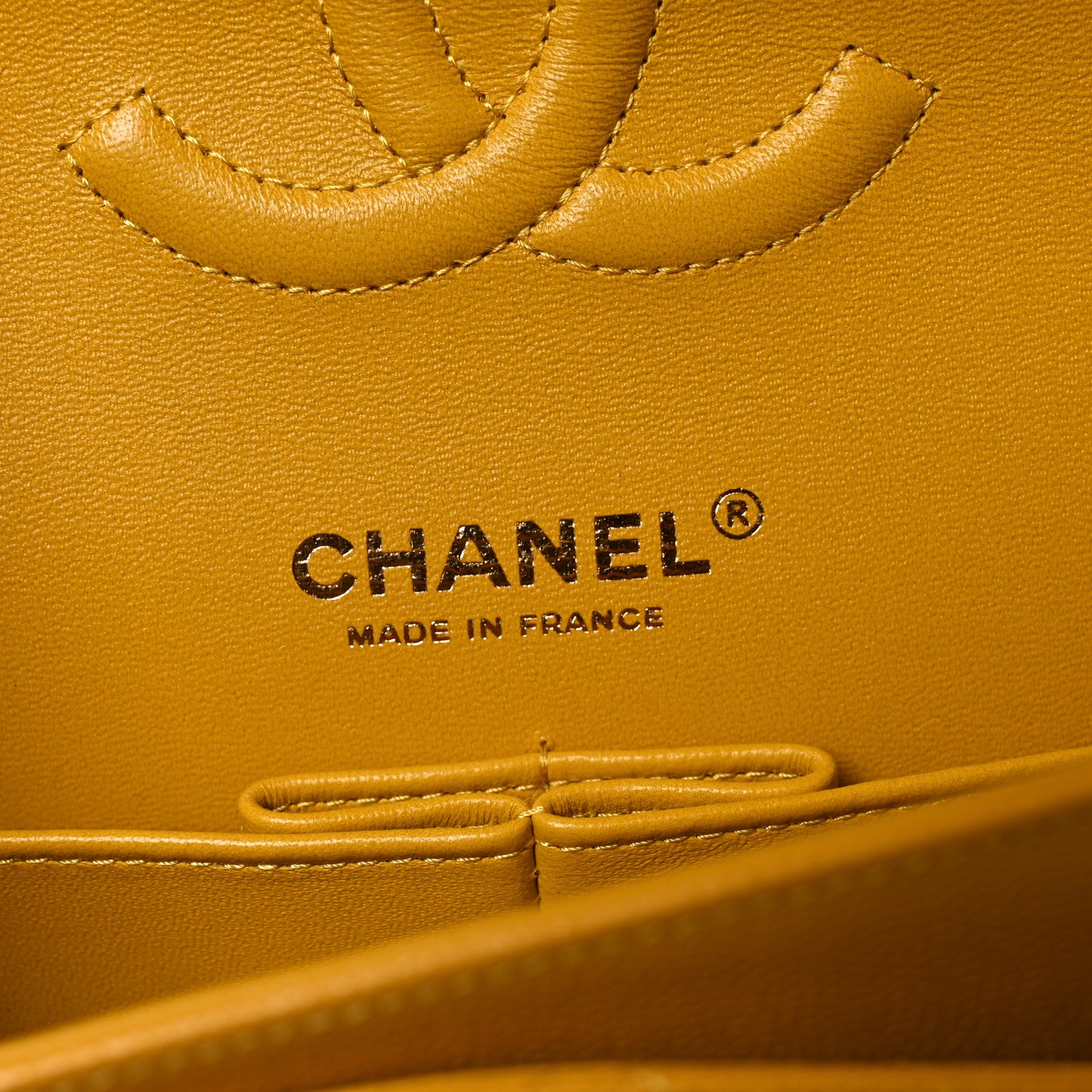 Chanel Caviar Quilted Medium Double Flap Yellow 6 of 11