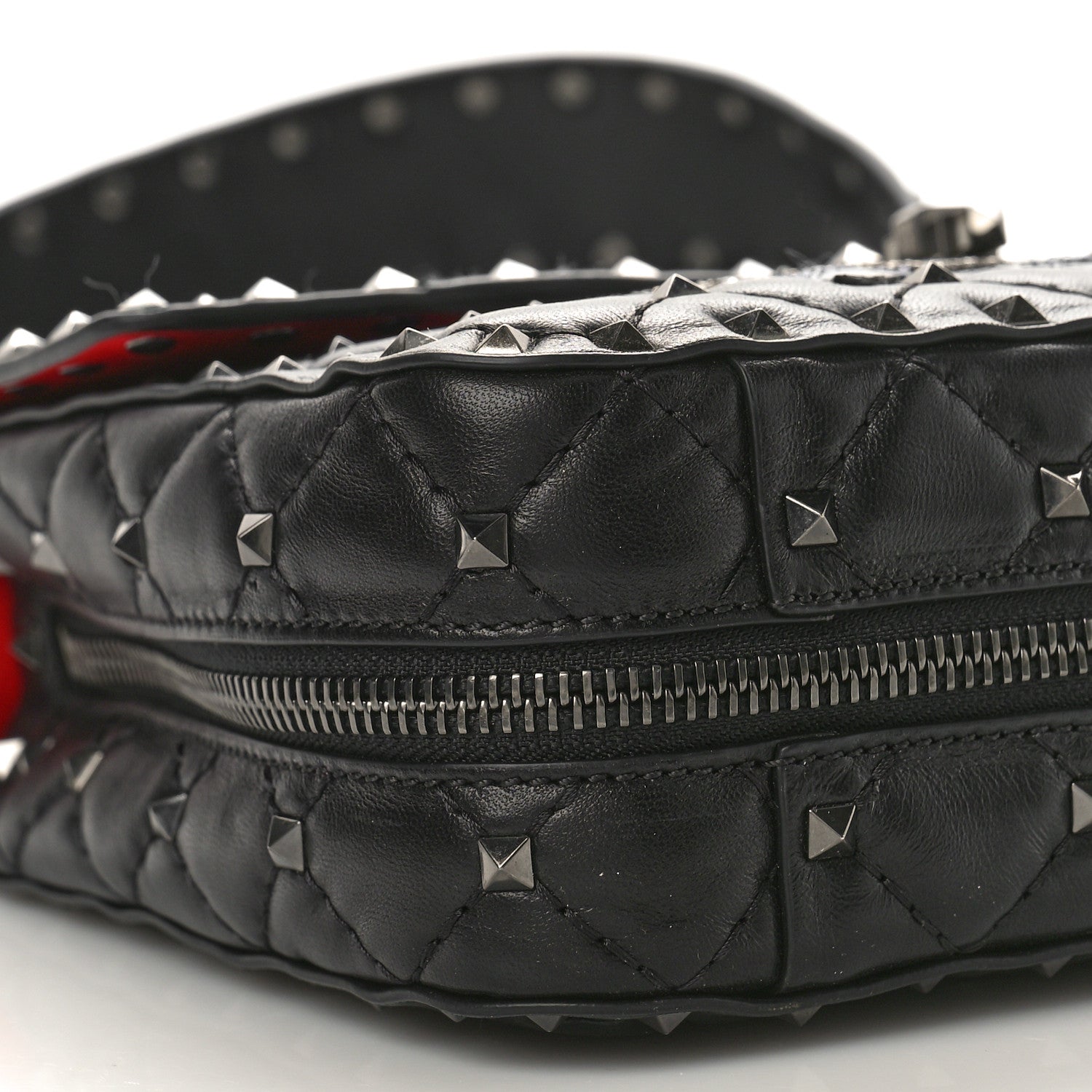 Valentino Garavani X UNDERCOVER Lambskin Sequin Rose Medium Rockstud Spike Shoulder Bag Black 9 of 10