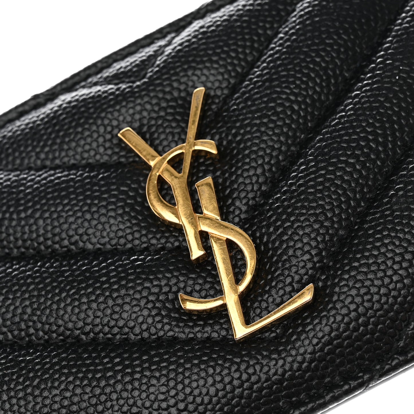 Grain De Poudre Matelasse Chevron Monogram Fragments Zippered Card Case Black