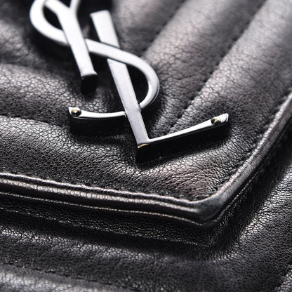 Saint Laurent Sheepskin Matelasse Chevron Monogram Medium College Bag Black 11 of 11