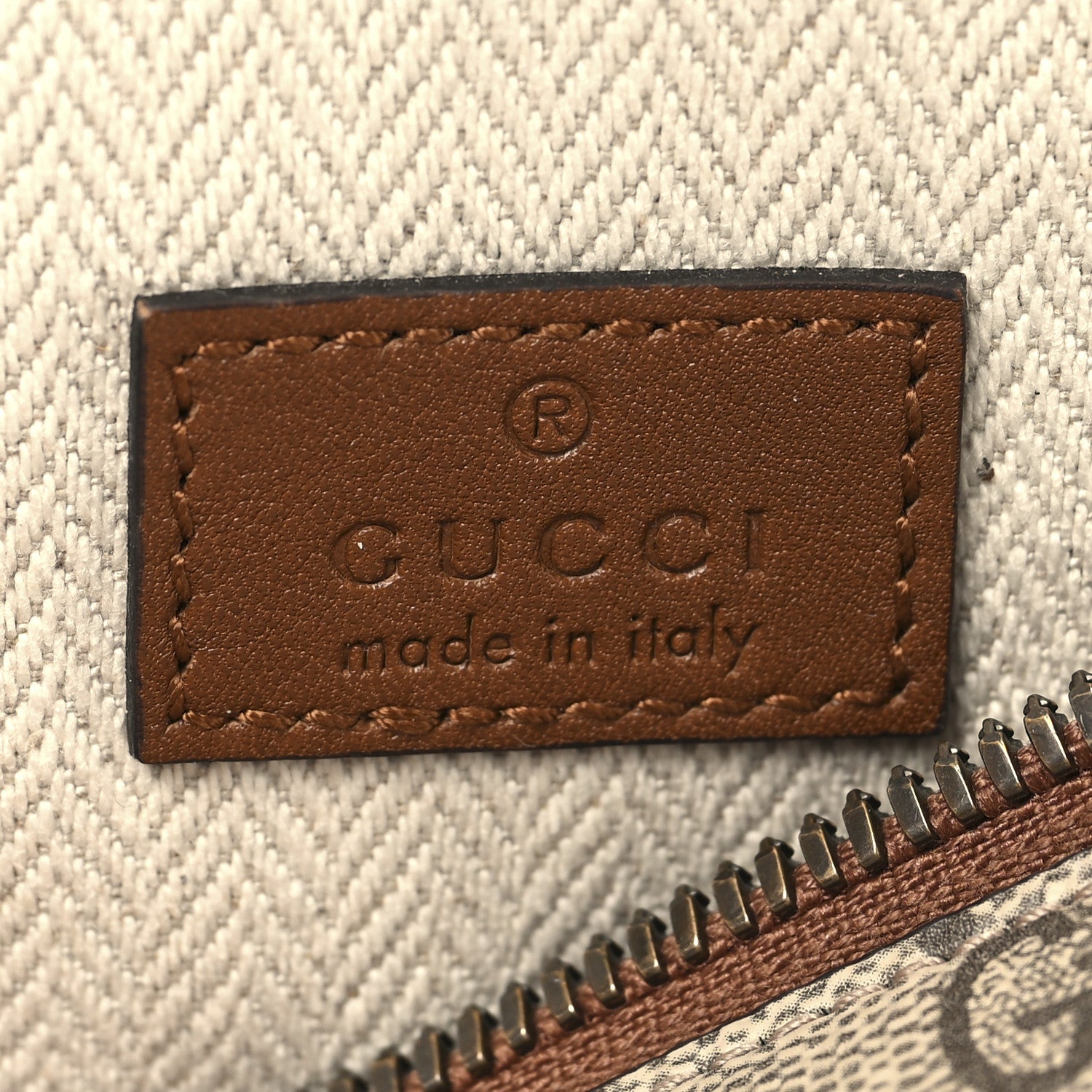 Gucci GG Supreme Monogram Emblem Calfskin Small Belt Bag Beige Dark Brown 6 of 12