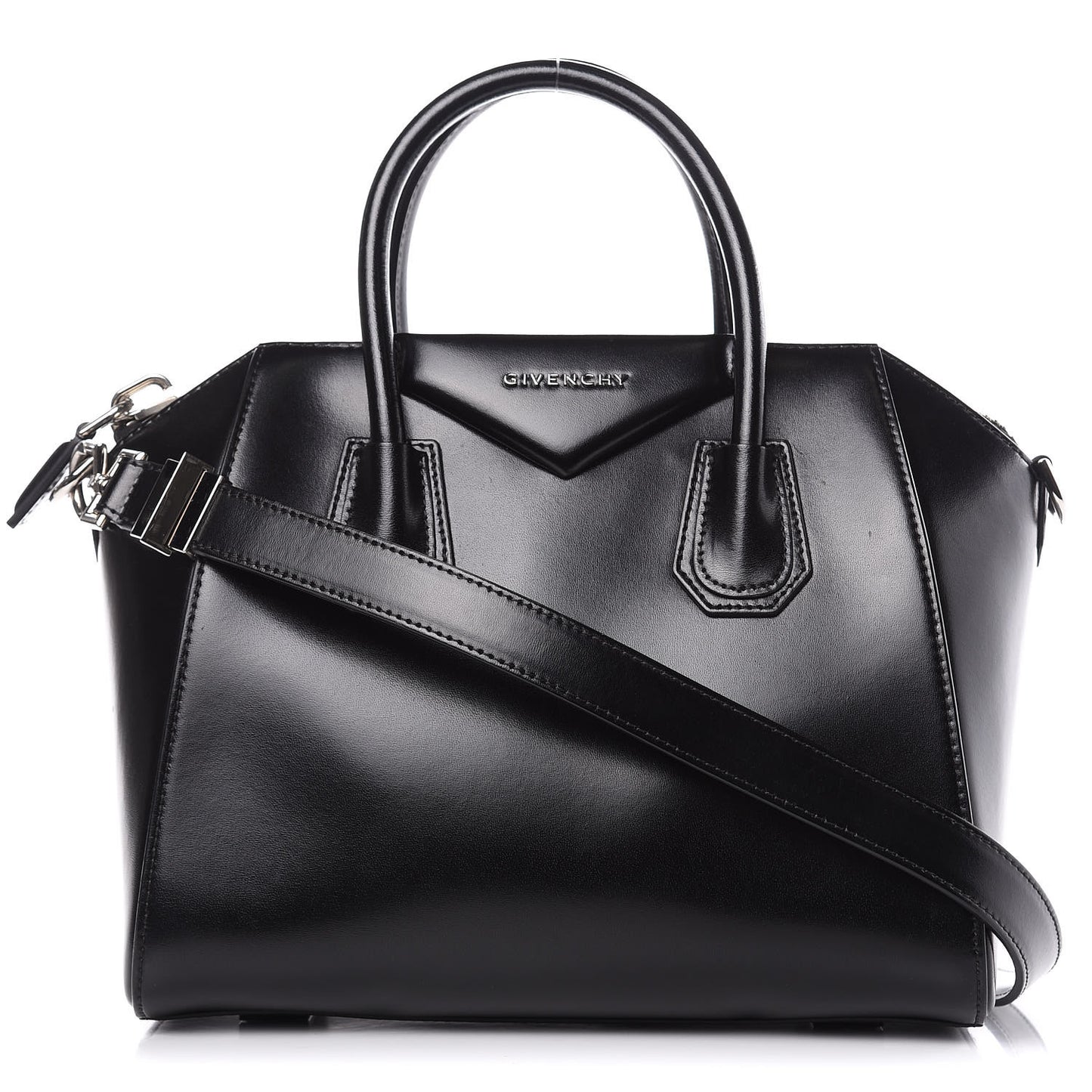 Shiny Lord Calfskin Small Antigona Black