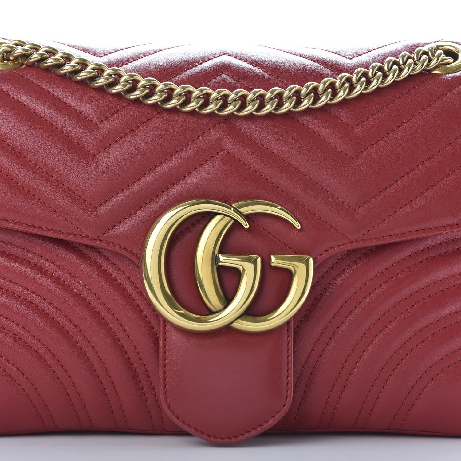 Gucci Calfskin Matelasse Medium GG Marmont Shoulder Bag Hibiscus Red 9 of 9