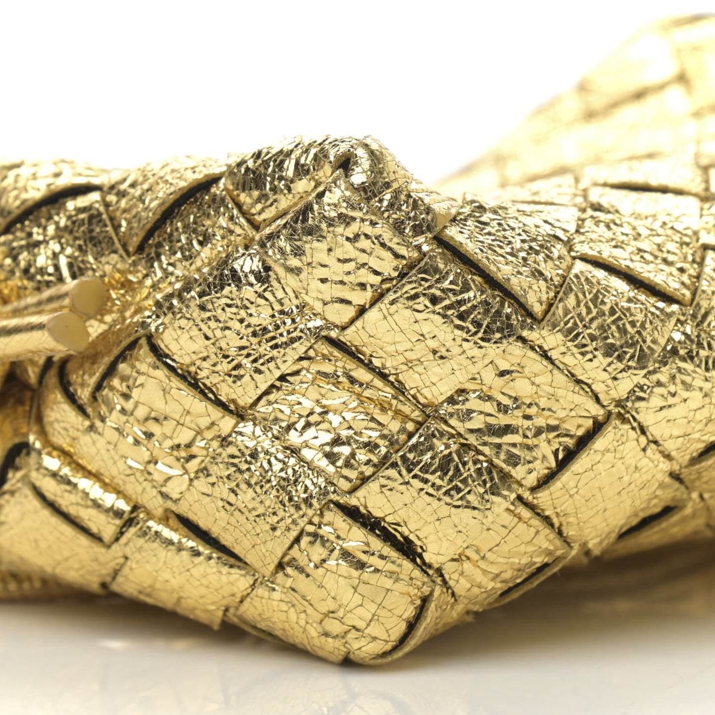 Metallic Calfskin Intrecciato Mini Loop Camera Bag Gold