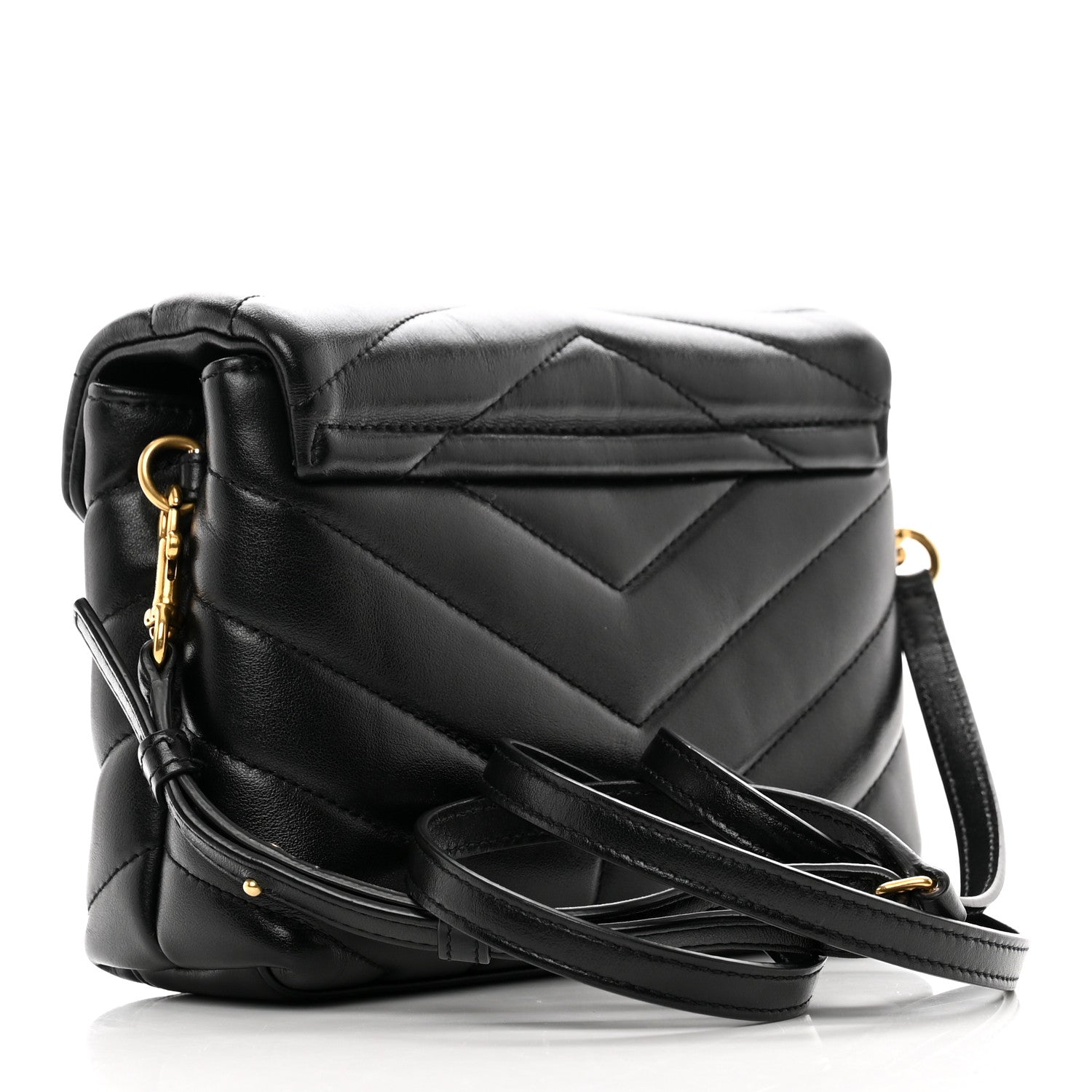 Saint Laurent Calfskin Y Quilted Monogram Toy Loulou Crossbody Bag Black 3 of 12
