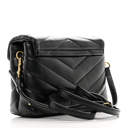 Saint Laurent Calfskin Y Quilted Monogram Toy Loulou Crossbody Bag Black 3 of 12