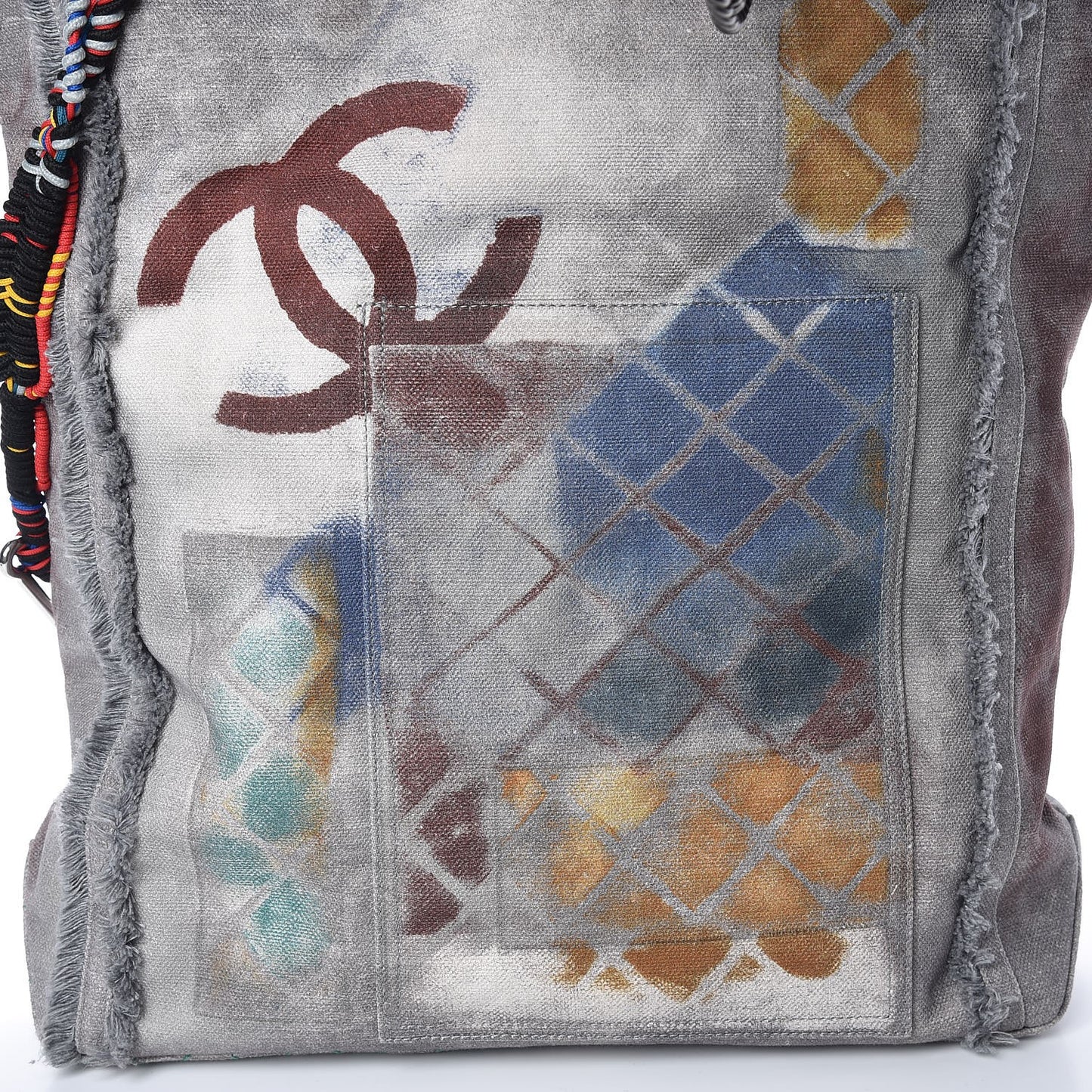 Canvas Large Graffiti Tote Grey