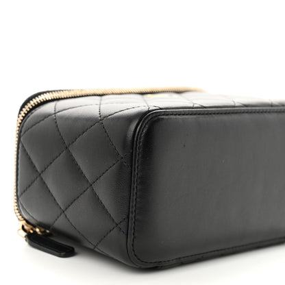Chanel Lambskin Quilted Pearl Crush Small Vanity Case With Chain Black 9 of 13