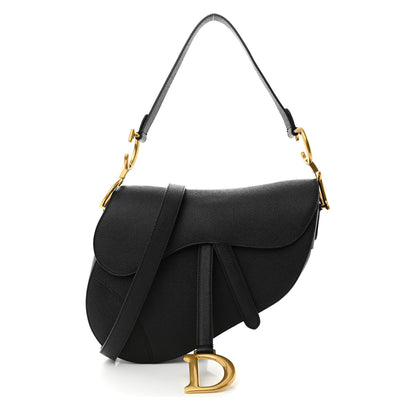 Christian Dior Grained Calfskin Saddle Bag With Strap Black 1 of 10