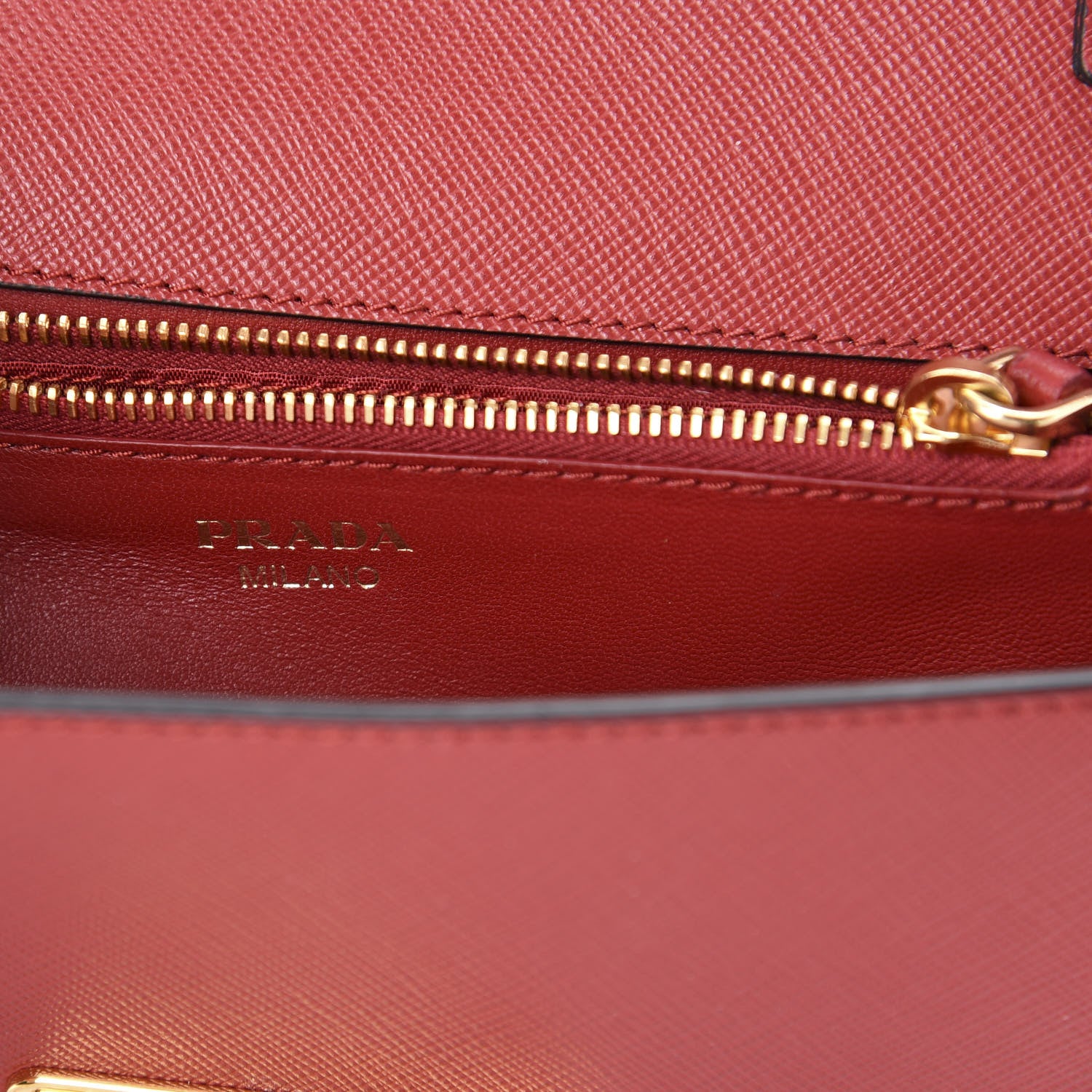Prada Saffiano Chain Crossbody Bag Fuoco 6 of 8