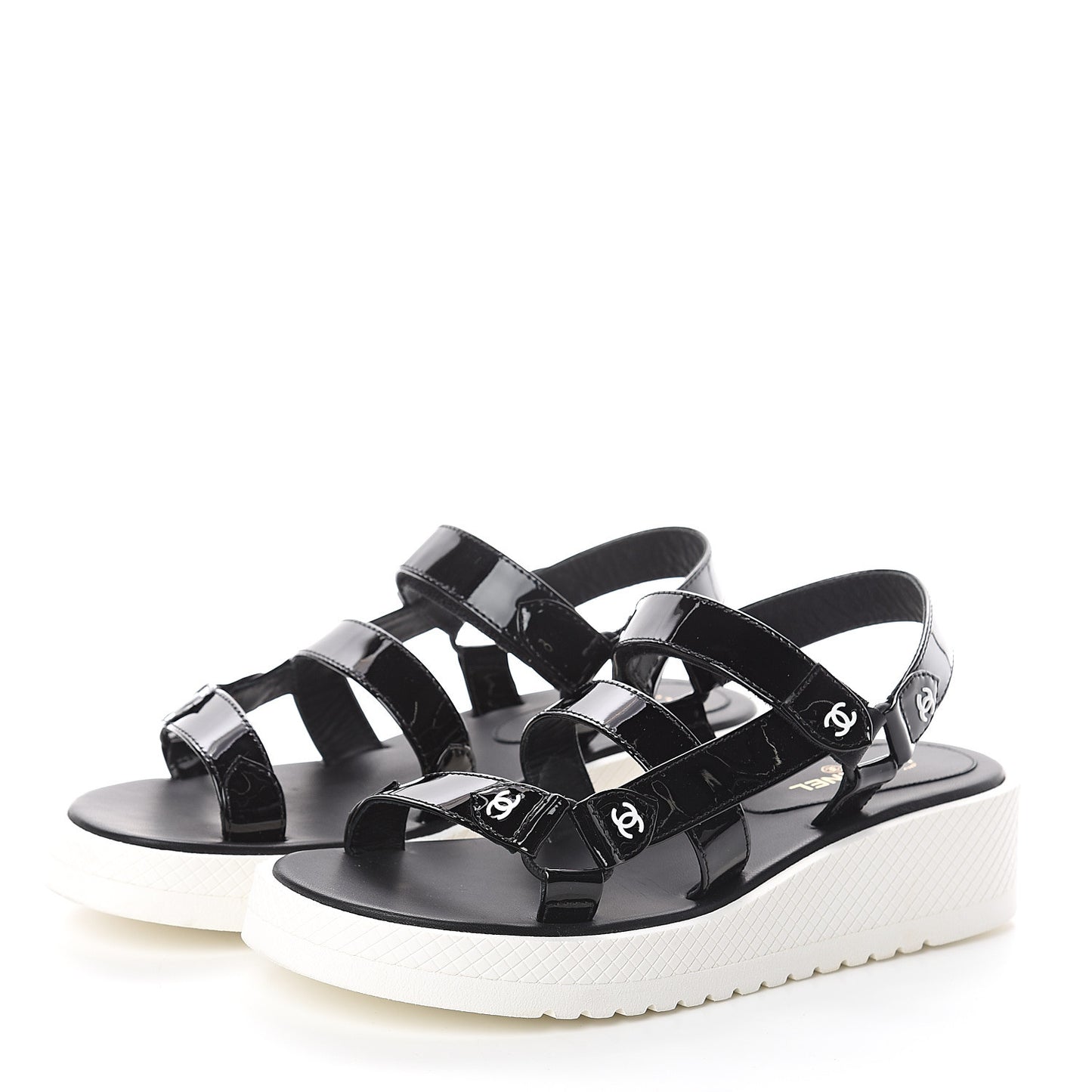 Patent CC Platform Sandals 38 Black