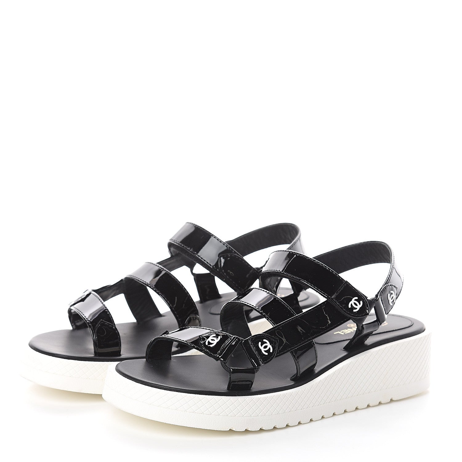 Chanel Patent CC Platform Sandals 38 Black 3 of 8