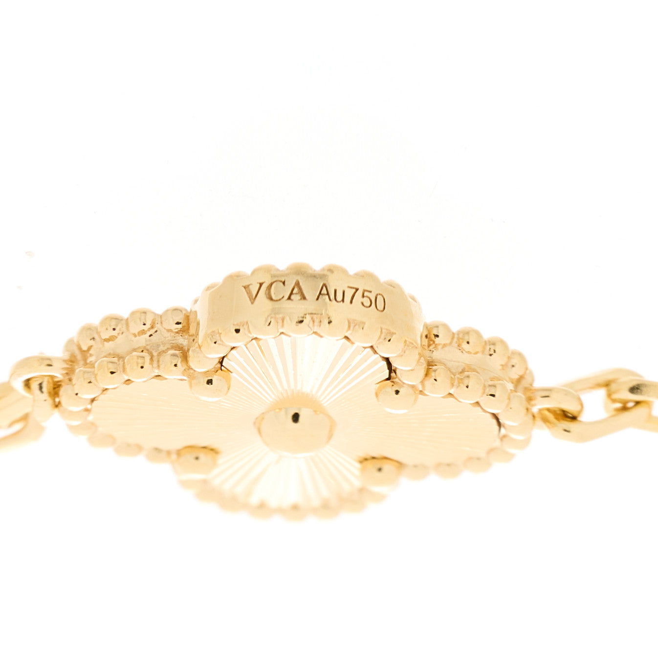 18K Yellow Gold 5 Motifs Guilloche Vintage Alhambra Bracelet