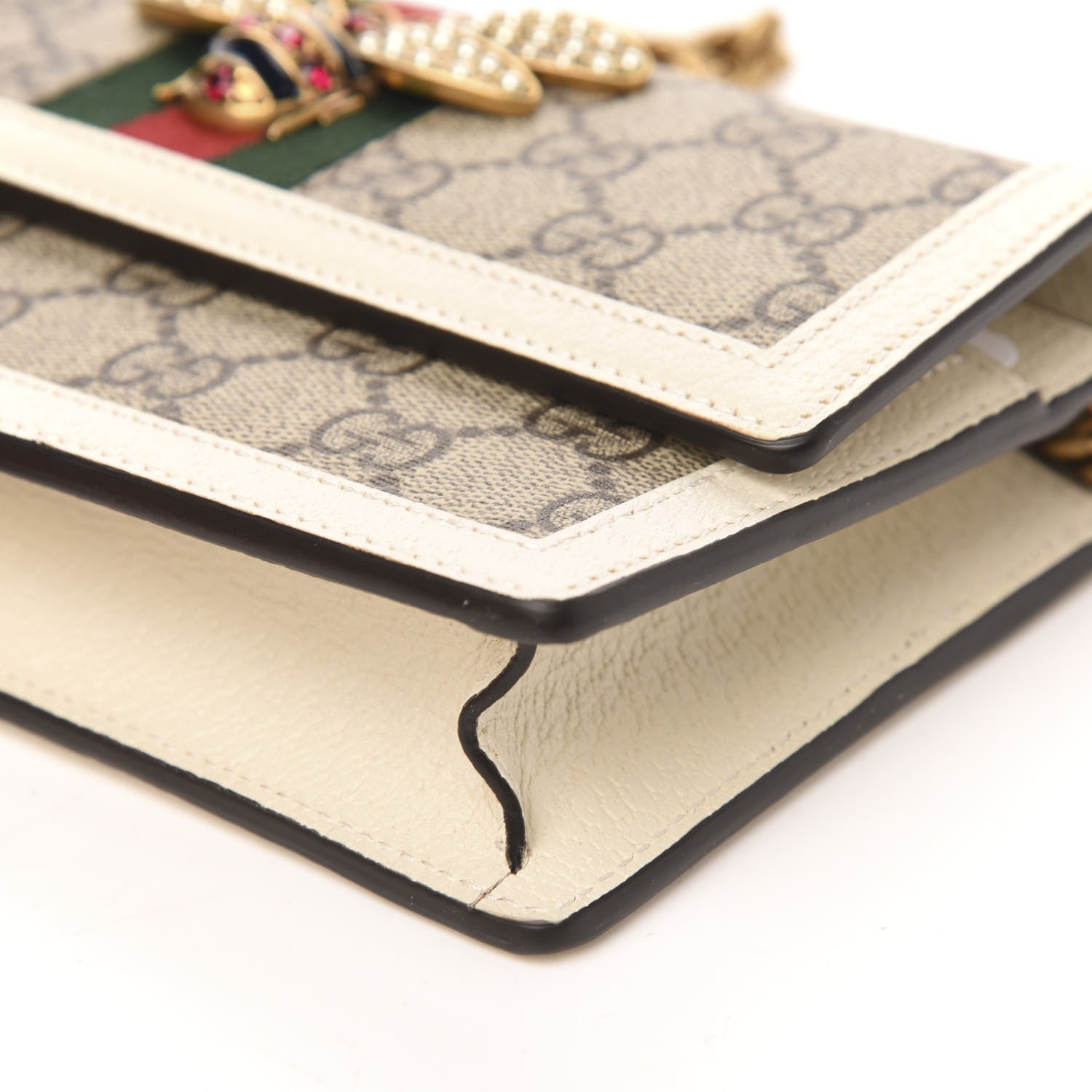 Gucci GG Supreme Monogram Web Queen Margaret Chain Wallet White 8 of 10