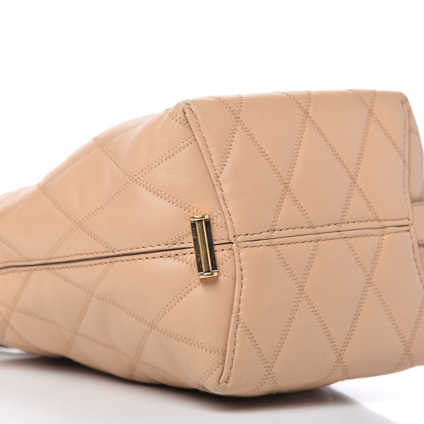 Lambskin Quilted Mini GV Bucket Bag Beige Camel