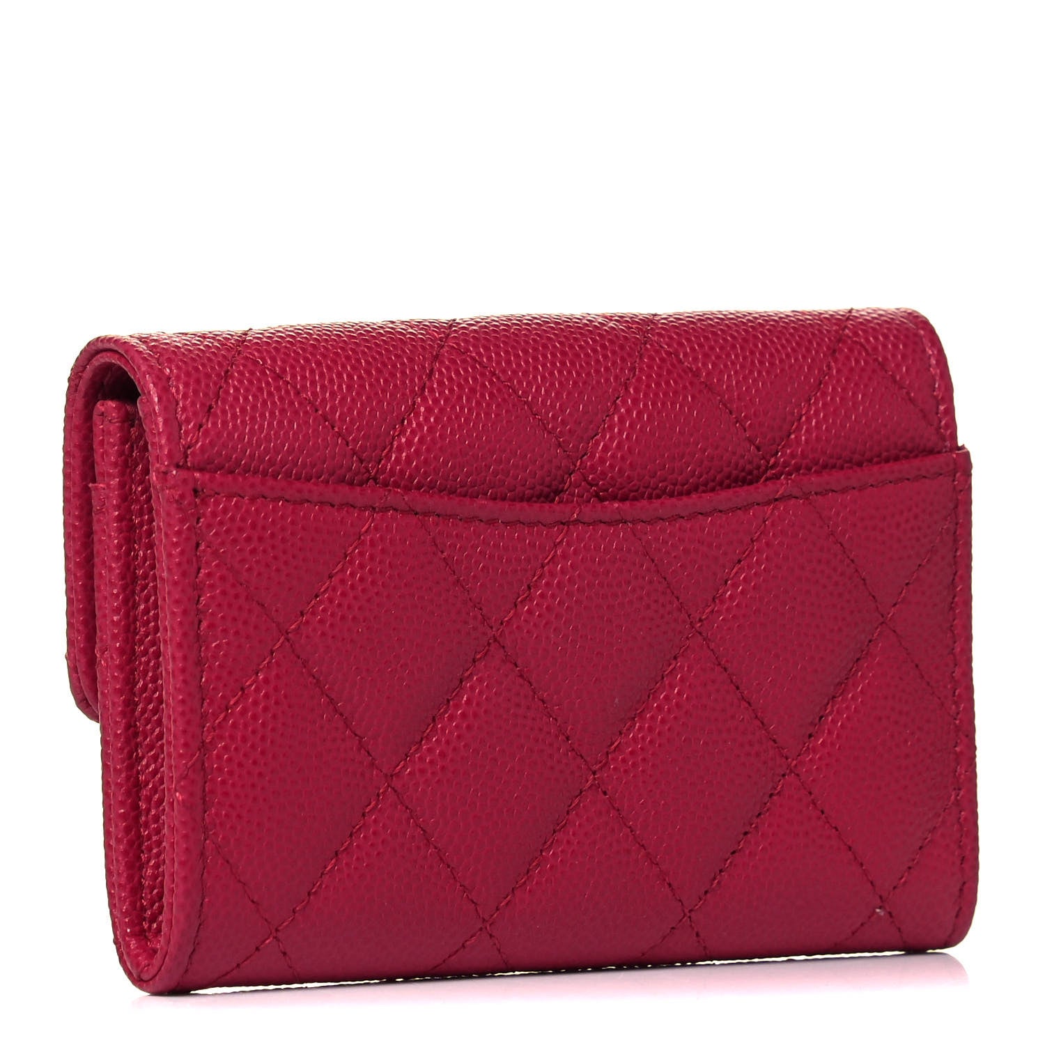 Chanel Caviar Quilted Flap Card Holder Wallet Dark Pink 3 of 7