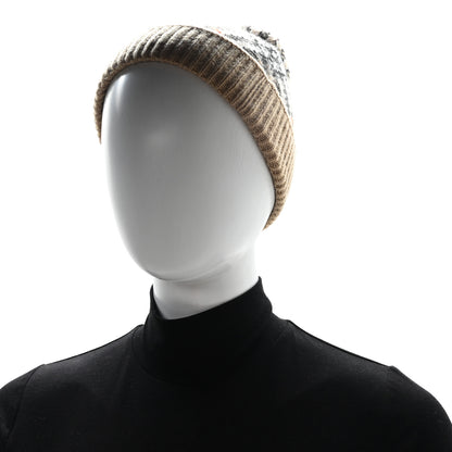 Burberry Cashmere Check Beanie Hat Sand Beige 2 of 5