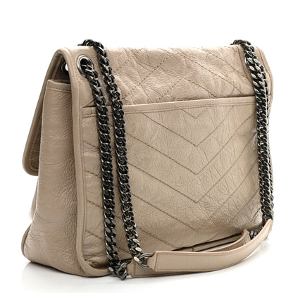 Saint Laurent Crinkled Calfskin Matelasse Monogram Medium Niki Chain Satchel Light Natural 3 of 12
