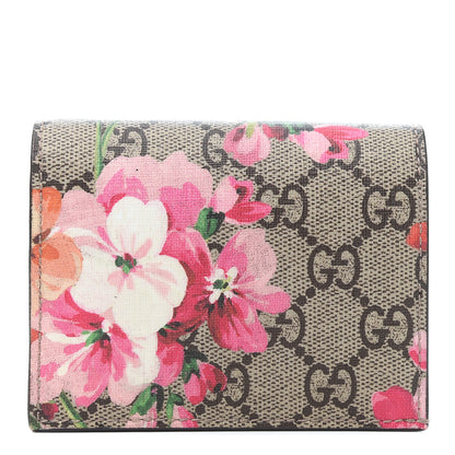 Gucci GG Supreme Monogram Blooms Card Case Wallet Beige Multicolor Dry Rose 1 of 7