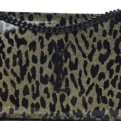 Saint Laurent Patent Leopard Print Monogram Chain Wallet Leopard Black Gold 8 of 10