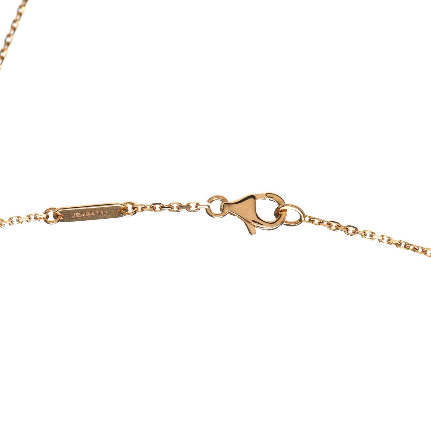 18K Rose Gold Diamond Pink Porcelain Vintage Alhambra Pendant Necklace