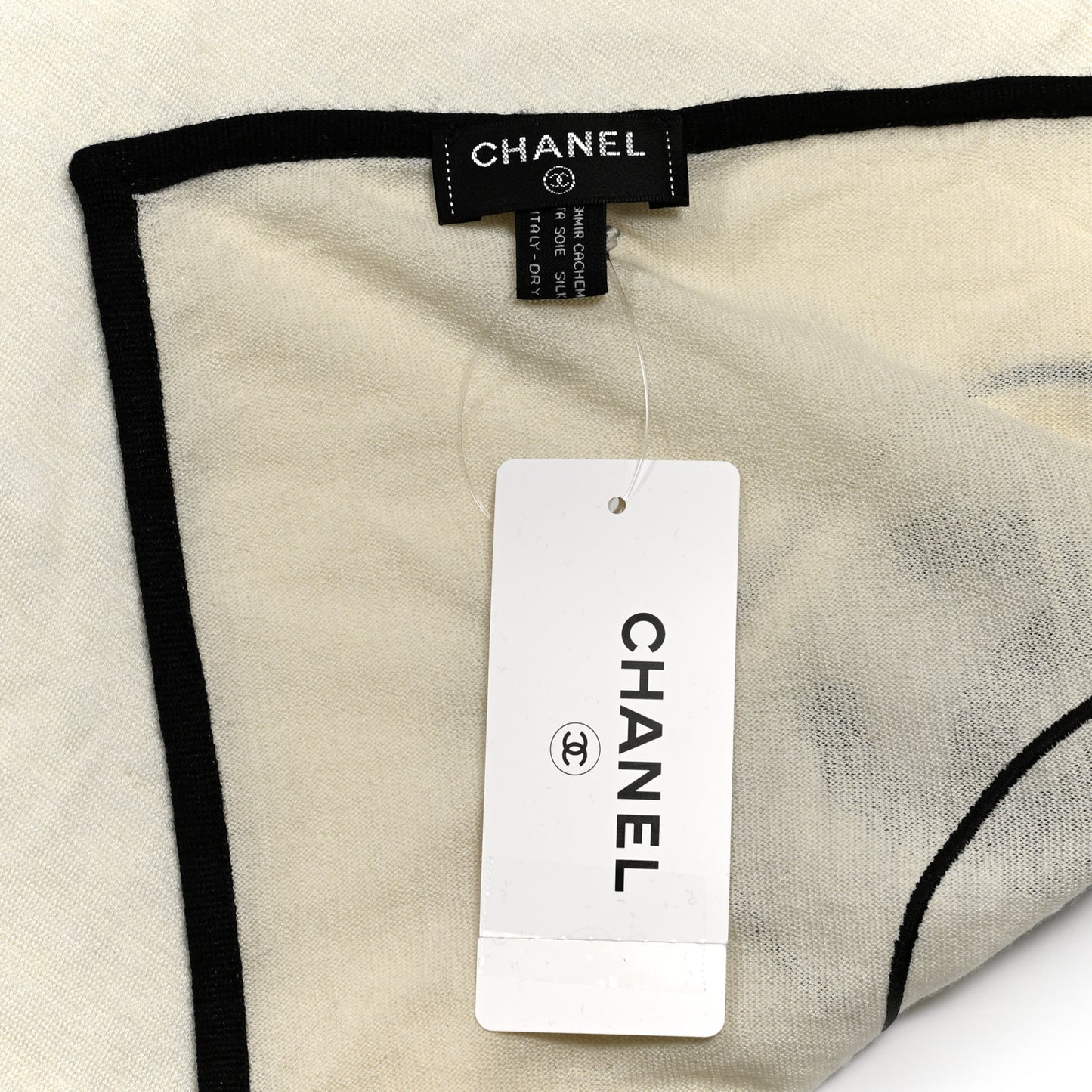 Cashmere Silk CC Scarf White Black
