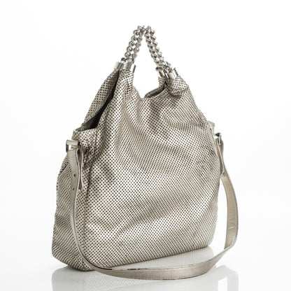 Chanel Metallic Glazed Calfskin Perforated Large Rodeo Drive Tote Silver 3 of 8