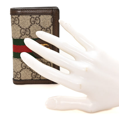 Gucci GG Supreme Monogram Web Ophidia Card Case Beige Ebony Electric Green 2 of 7