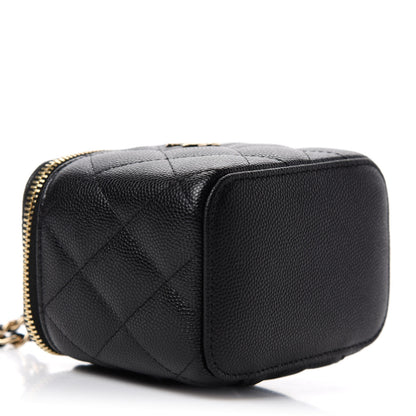 Chanel Caviar Quilted Mini Pearl On Top Vanity Case With Chain Black 4 of 11