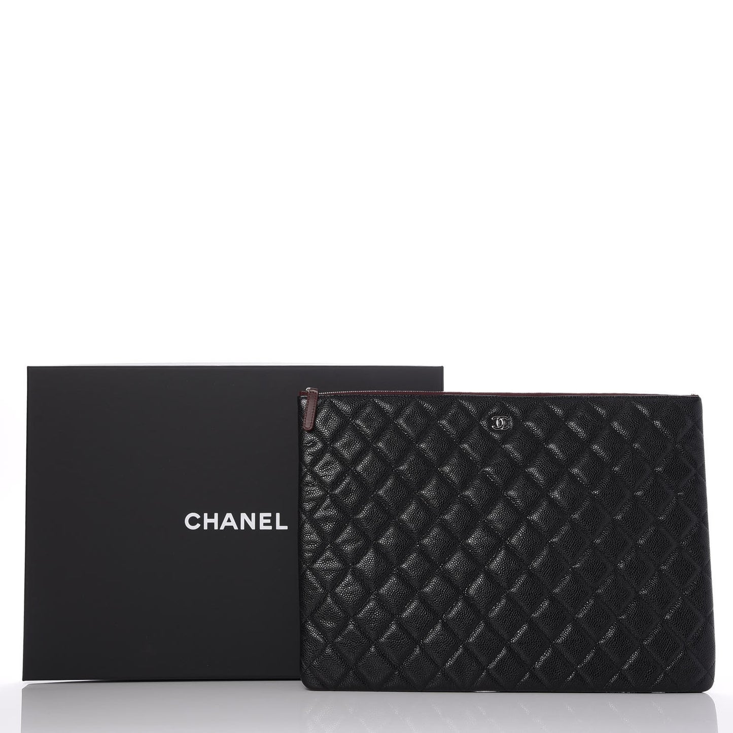 Caviar Quilted Large Cosmetic Case Black