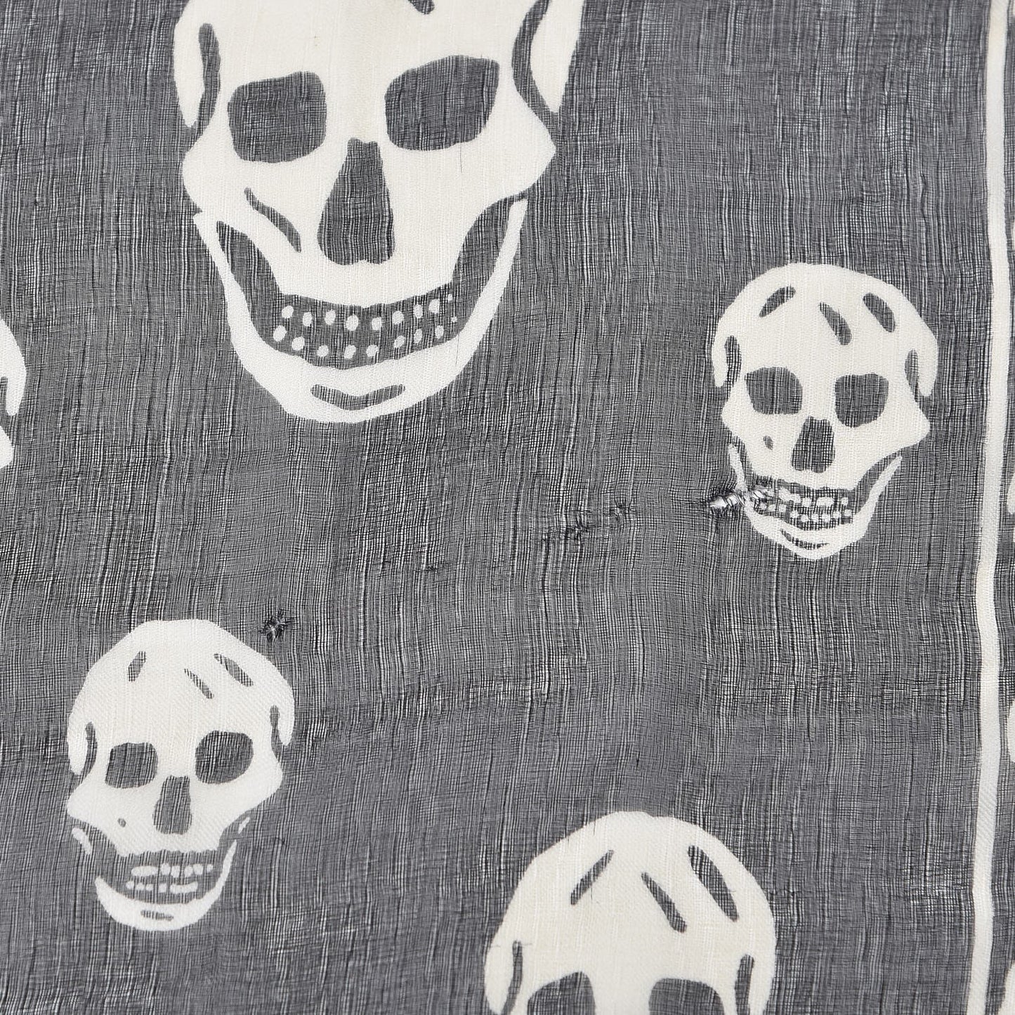 Silk Chiffon Skull Scarf Black Ivory