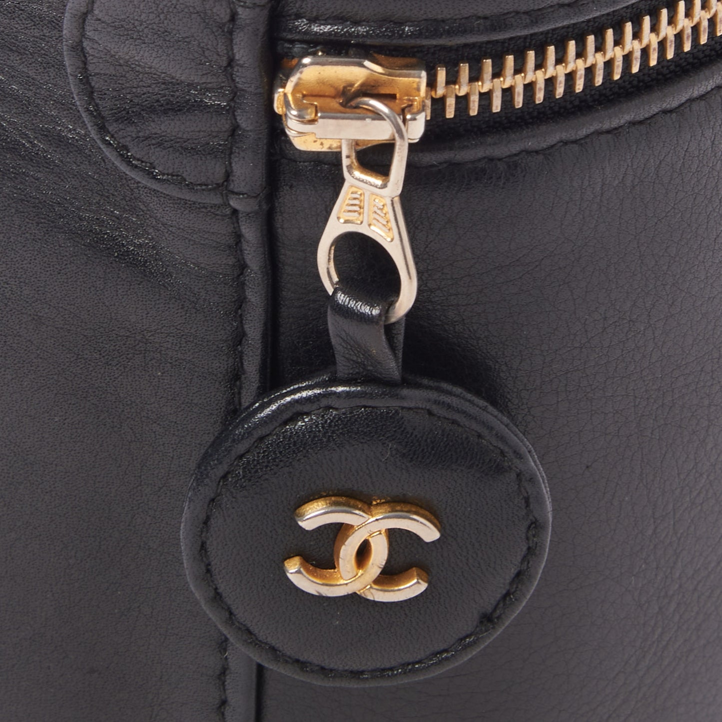 Lambskin Vanity Cosmetic Case Black