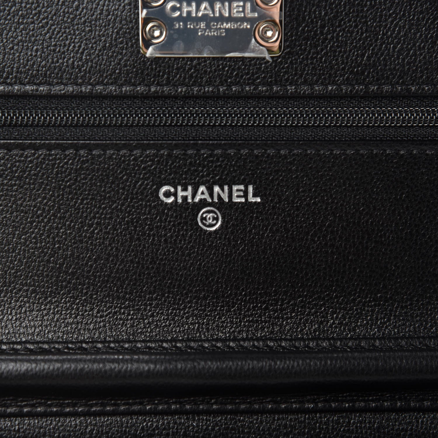 Chanel Grained Calfskin Quilted CC Box Wallet On Chain WOC Black 8 of 12