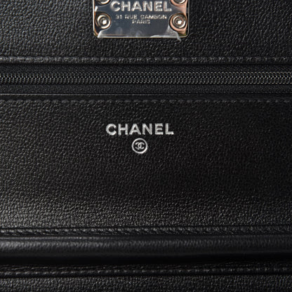 Chanel Grained Calfskin Quilted CC Box Wallet On Chain WOC Black 8 of 12