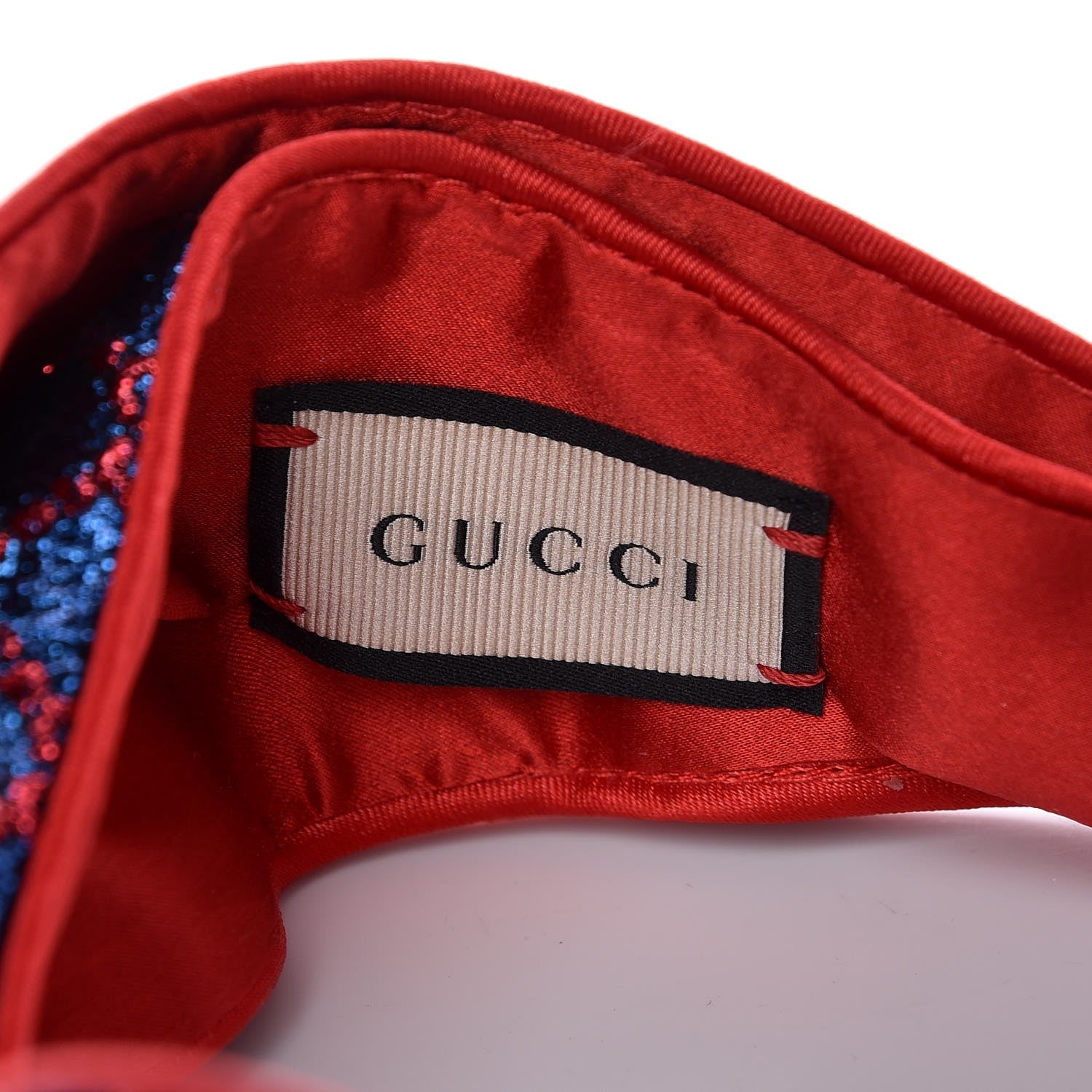 Gucci Metallic Lurex Silk GG Supreme Headband Blue Red 5 of 6