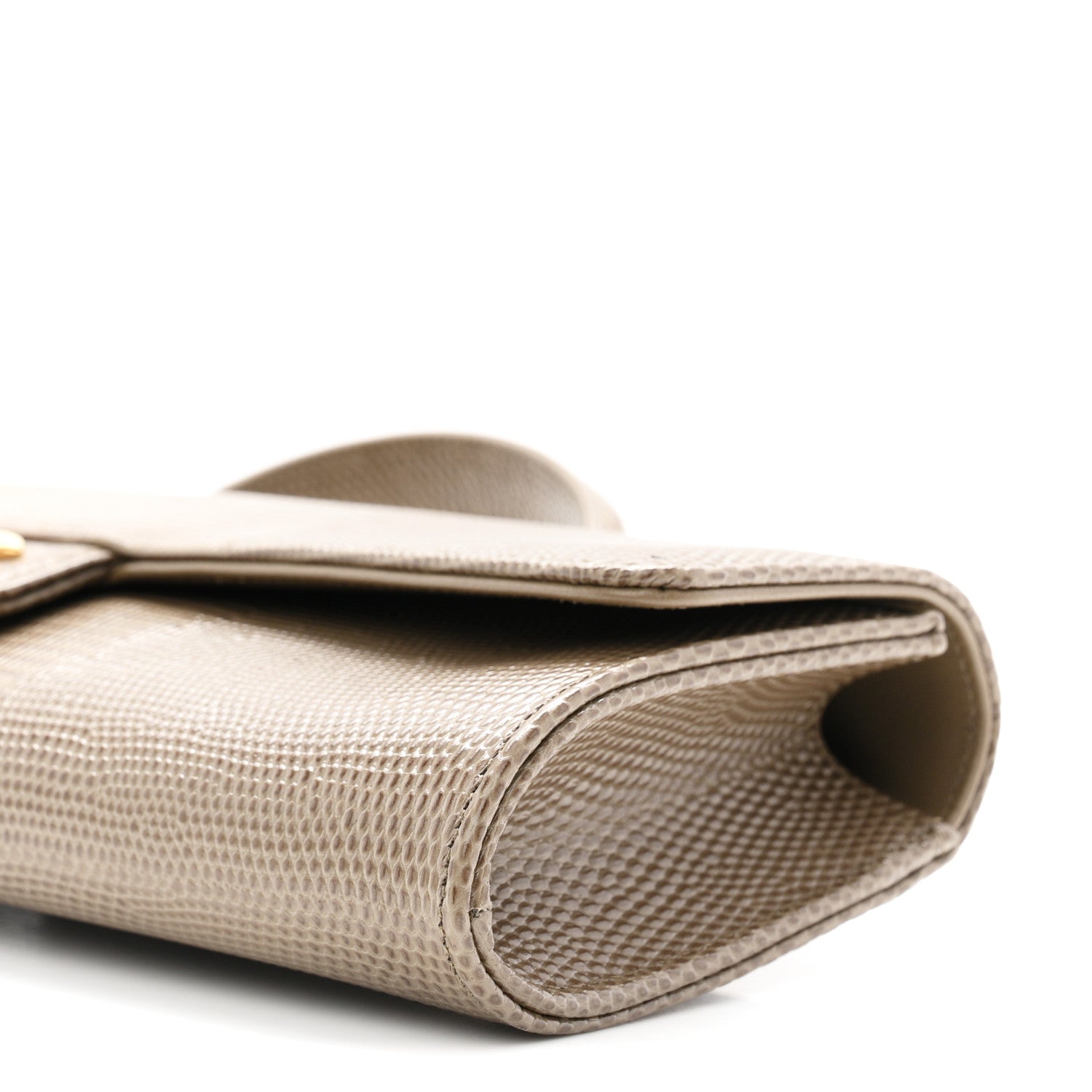 Chanel Calfskin Lizard Embossed Clutch With Chain Dark Khaki 11 of 12