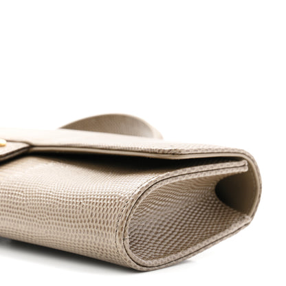 Chanel Calfskin Lizard Embossed Clutch With Chain Dark Khaki 11 of 12