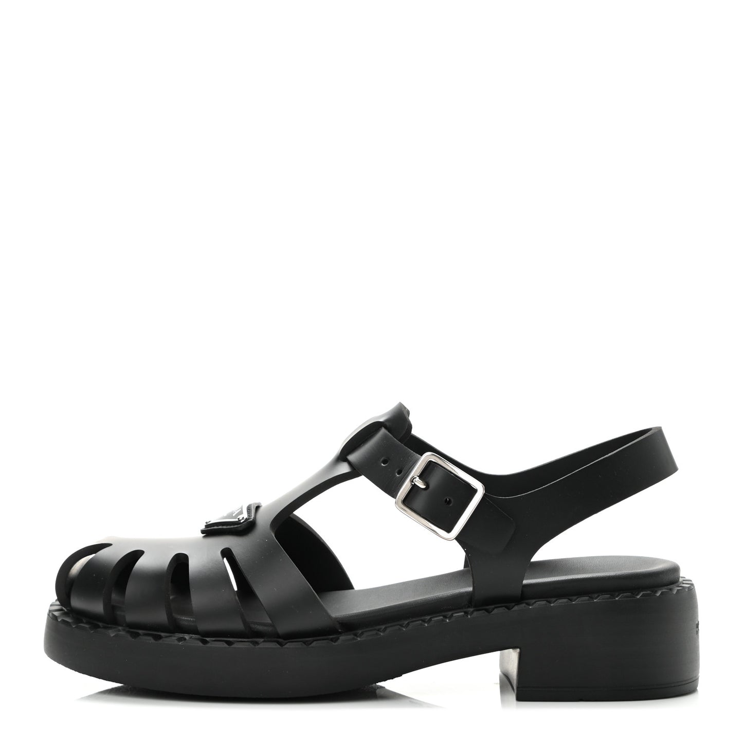 Foam Rubber Metal Triangle Logo 50mm Cage Sandals 39 Black