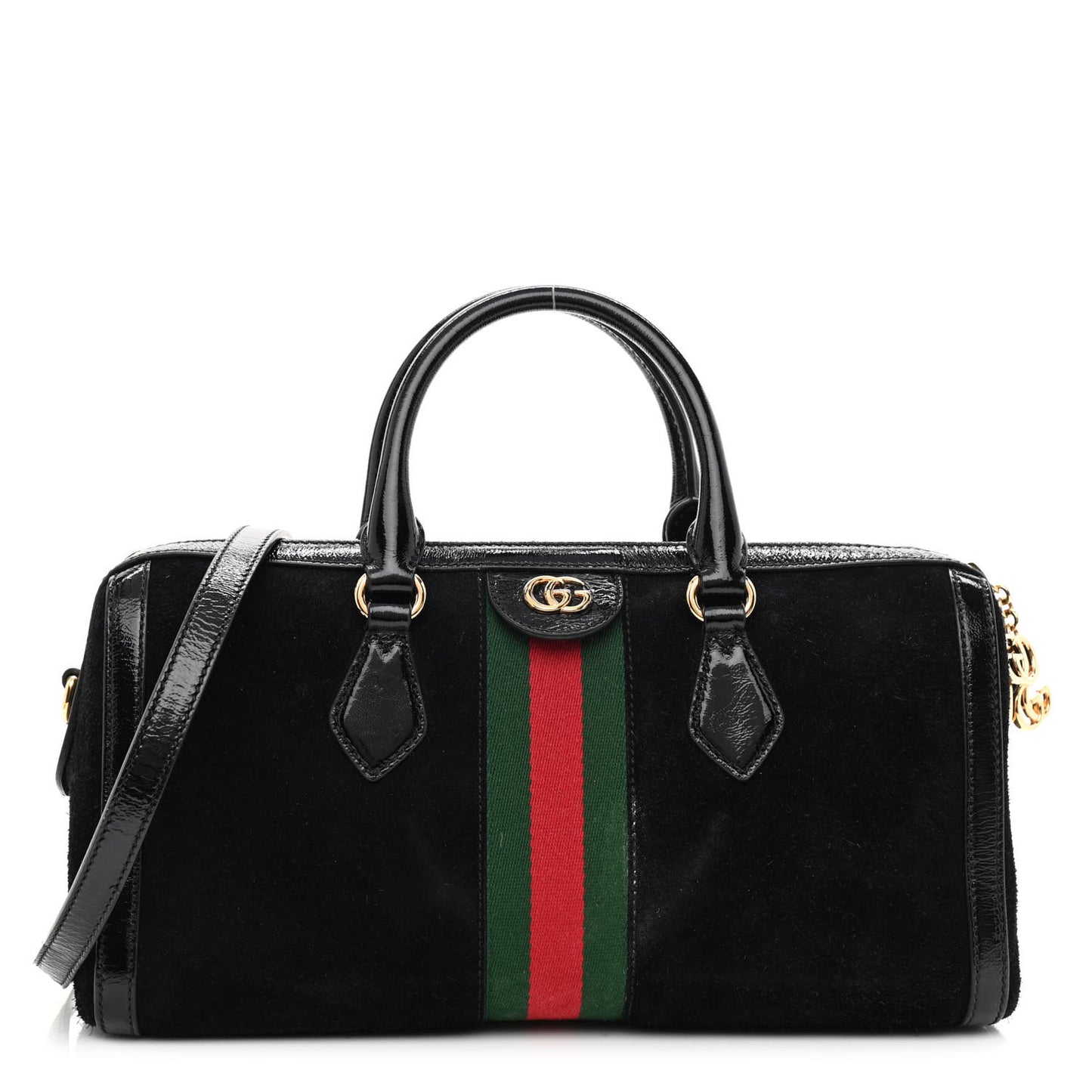 Suede Patent GG Web Medium Ophidia Boston Black