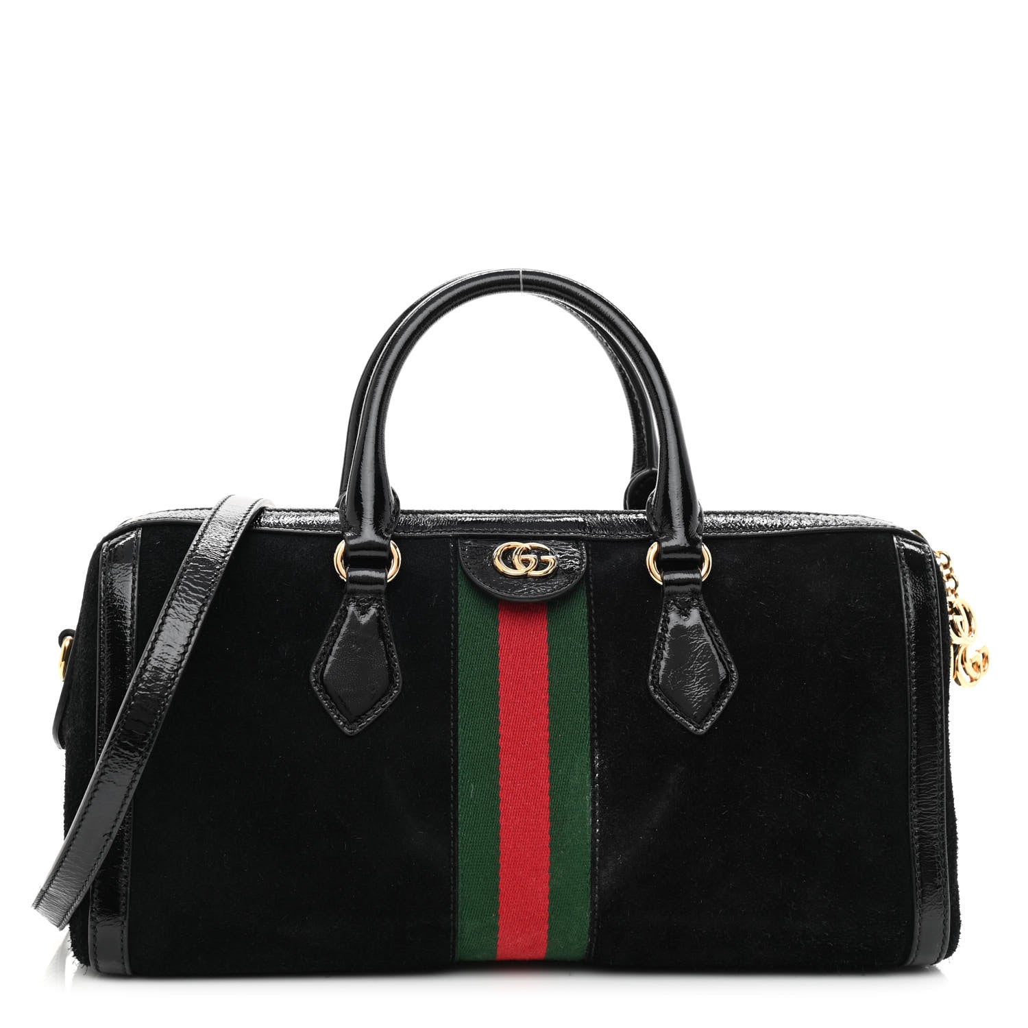 Gucci Suede Patent GG Web Medium Ophidia Boston Black 1 of 13