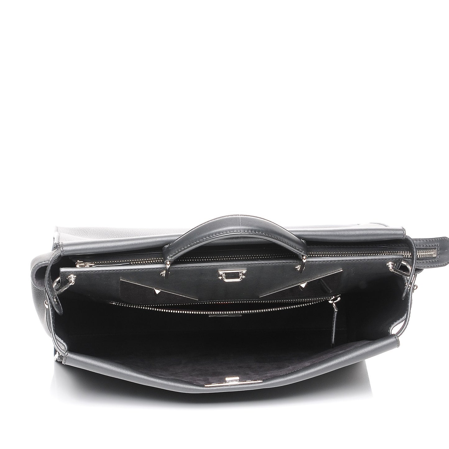 Calfskin Monster Eyes Large Mens Peekaboo Iconic Essential Satchel Black