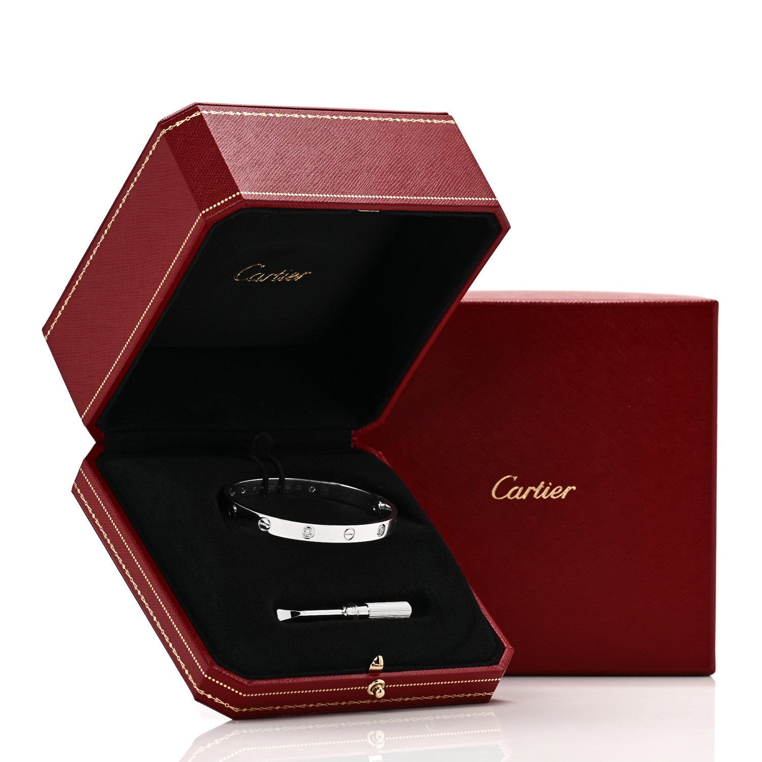 Cartier 18K White Gold 4 Diamond Love Bracelet 17 8 of 8