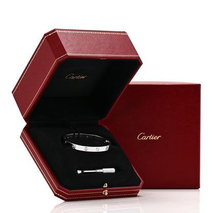 Cartier 18K White Gold 4 Diamond Love Bracelet 17 8 of 8