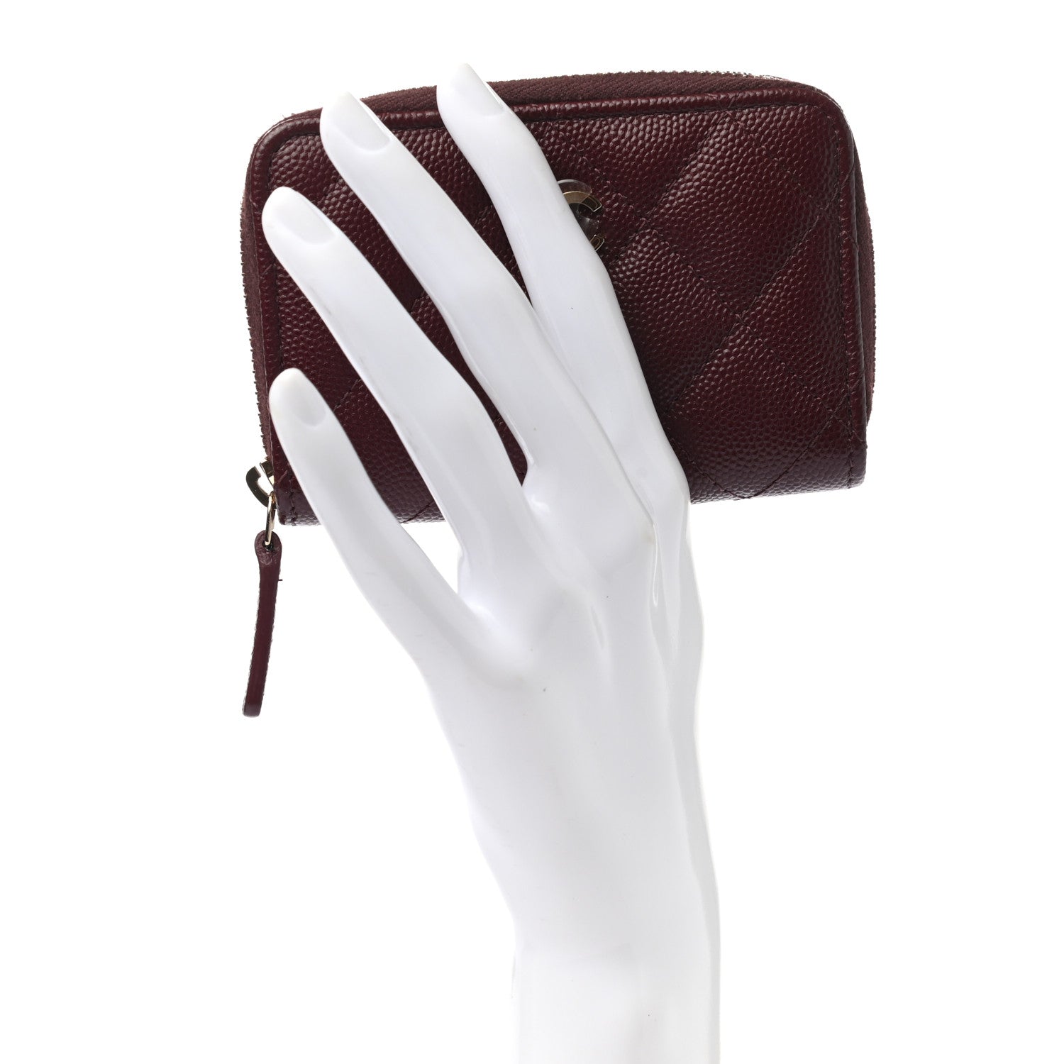 Chanel Caviar Quilted Zip Around Coin Purse Burgundy 2 of 8