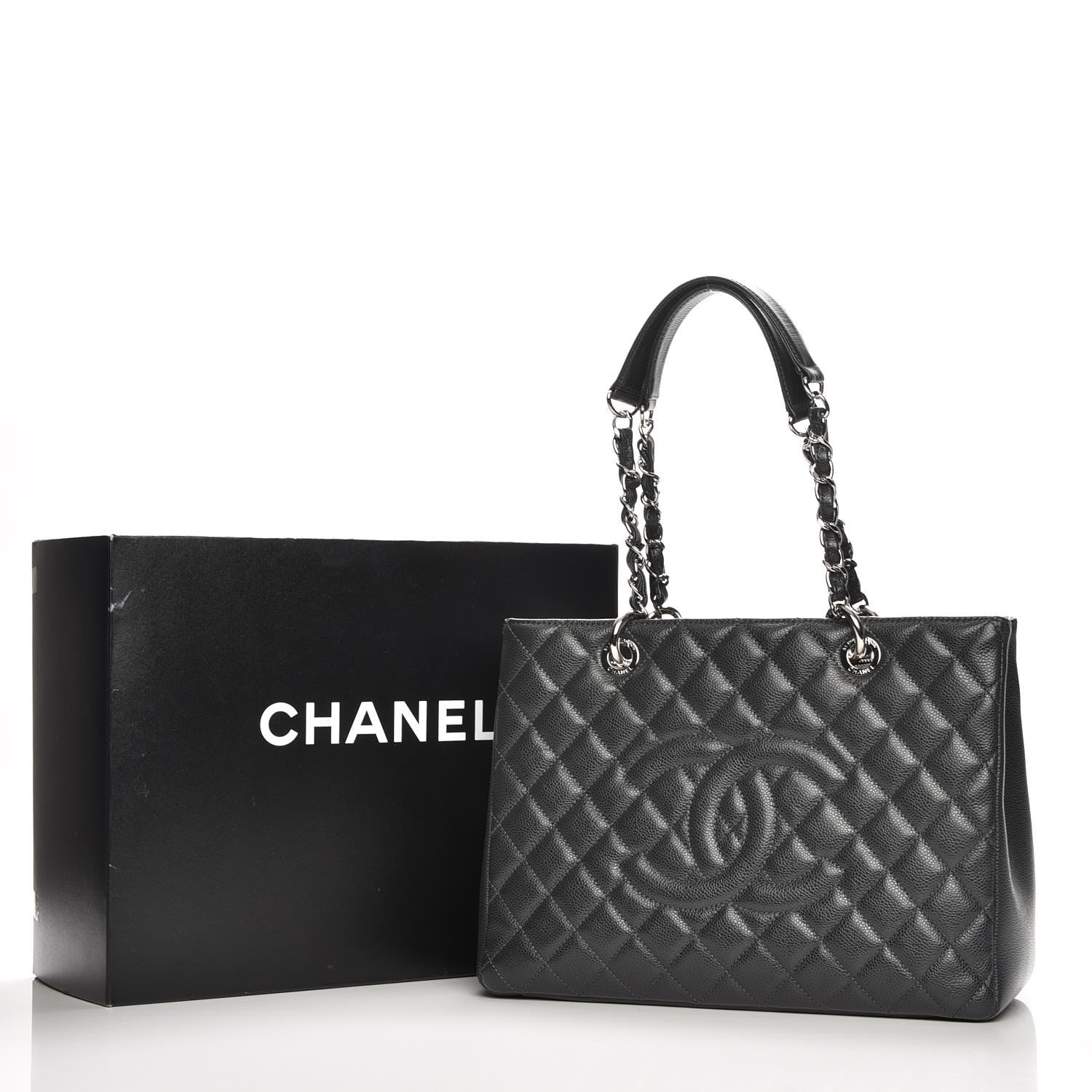 Chanel Caviar Quilted Grand Shopping Tote GST Dark Grey 8 of 8
