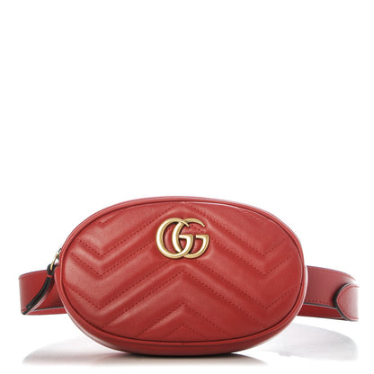 Gucci Calfskin Matelasse GG Marmont Belt Bag 85 34 Hibiscus Red 1 of 7
