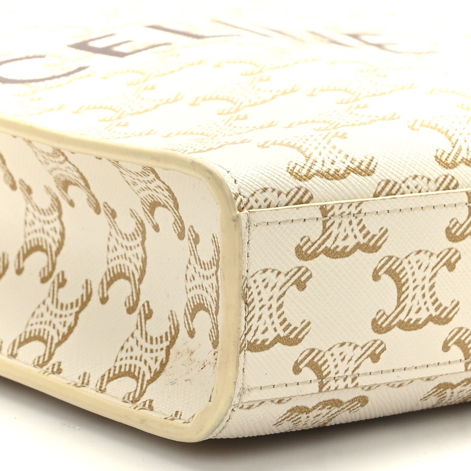 Celine Triomphe Canvas Calfskin Mini Vertical Cabas White 6 of 7