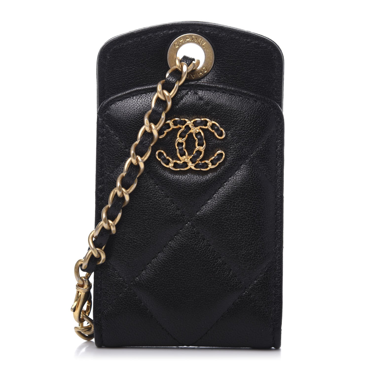 Chanel Lambskin Quilted Chanel 19 Luggage Tag Black 1 of 8